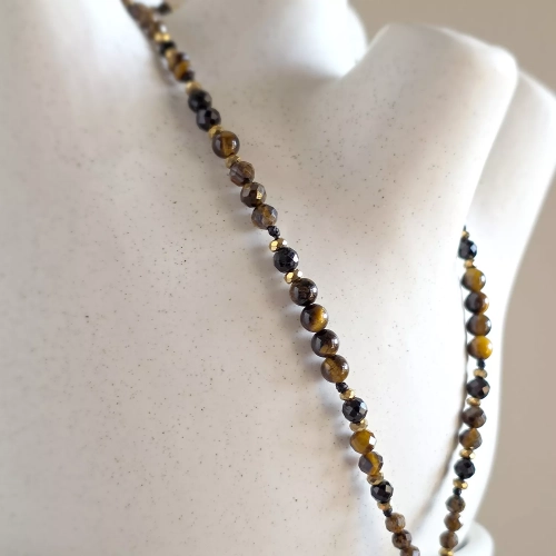 NAW1144 webp Naszyjnik unikat regulowany tygrysie oko, czarny turmalin, oolit żelazisty i hematyt Magneska 9.webp