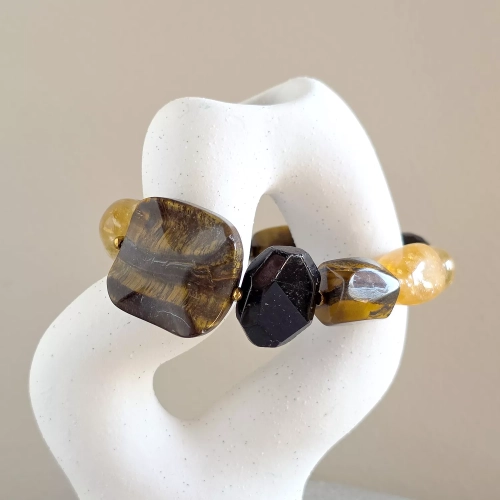 NAW874 webp Bohemian bransoletka unikat cytryn, tygrysie oko, czarny turmalin i hematyt Magneska 5.webp