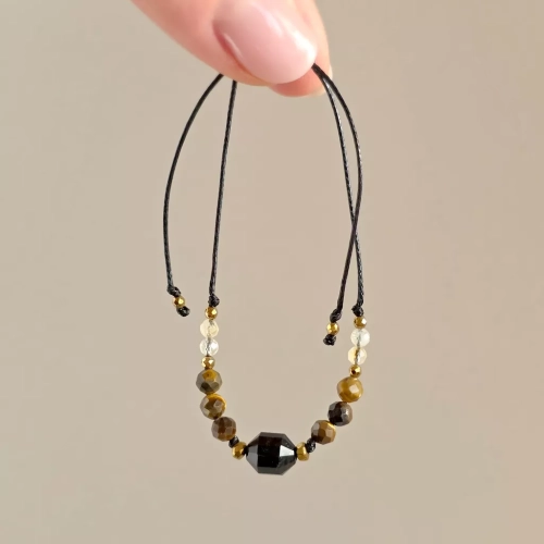 SZN1125 webp Bransoletka czarny turmalin, tygrysie oko, cytryn i hematyt na czarnym sznurku v.3 Magneska Zielona Góra 5.webp
