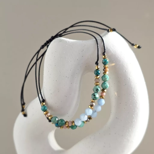 SZN1129 webp Bransoletka angelit, rodochrozyt, chryzokola i hematyt na czarnym sznurku Magneska biżuteria Zielona Góra 7.webp