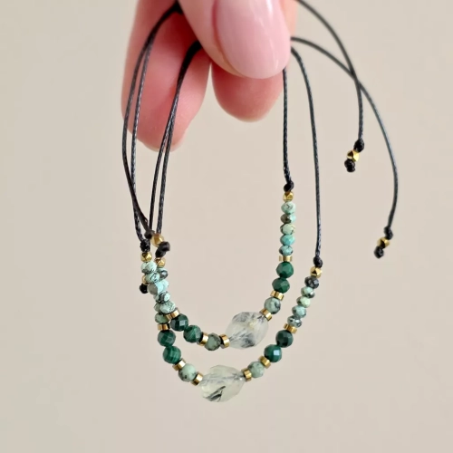 SZN1130 webp Bransoletka prehnit z epidotem, turkus, malachit i hematyt na czarnym sznurku  Magneska biżuteria Zielona Góra 6.webp