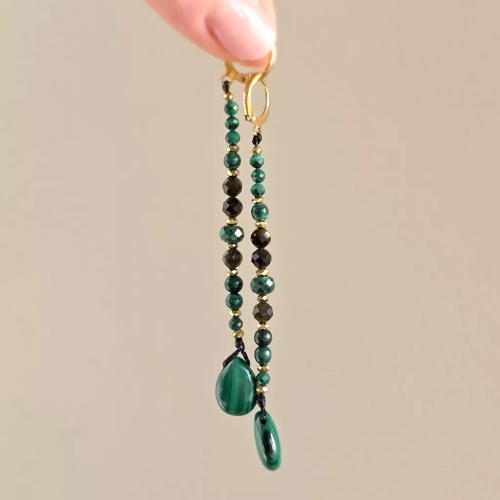 KST825 webp Kolczyki wiszące unikaty malachit, obsydian złoty, hematyt i złota stal chirurgiczna  Magneska biżuteria Zielona Góra 4.webp