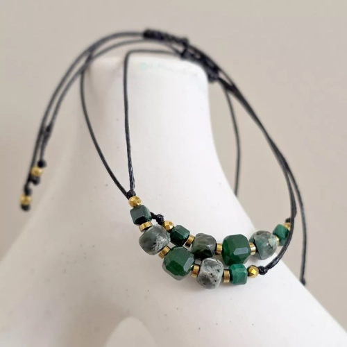 SZN1133 webp Bransoletka agat zielony, szmaragd, malachit i hematyt na czarnym sznurku  Magneska biżuteria Zielona Góra 4.webp