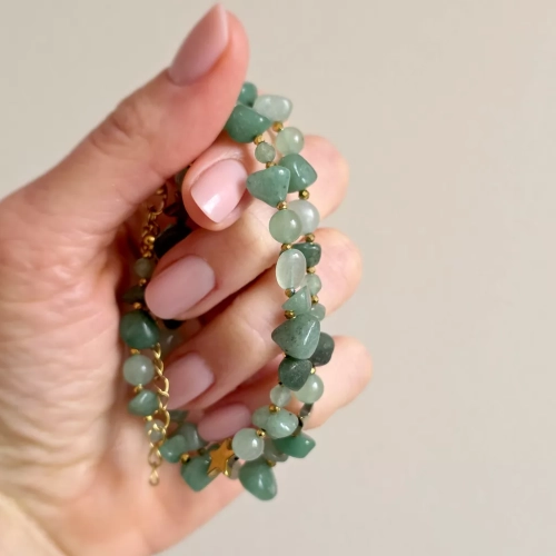 Unikatowy naszyjnik choker z nieregularnego awenturynu i hematytu – ręcznie wykonana biżuteria z naturalnych kamieni Magneska.pl