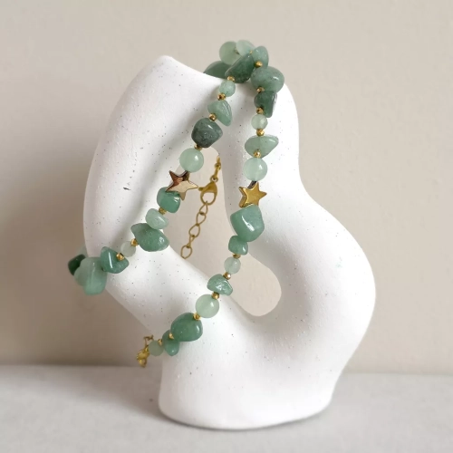 Unikatowy naszyjnik choker z nieregularnego awenturynu i hematytu – ręcznie wykonana biżuteria z naturalnych kamieni Magneska.pl