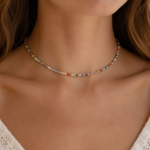 Naszyjnik choker kolorowy mix kamieni
