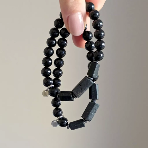 Męska bransoletka z czarnego turmalinu. Magneska.pl biżuteria z kamieni naturalnych