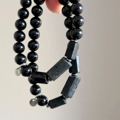 Męska bransoletka z czarnego turmalinu. Magneska.pl biżuteria z kamieni naturalnych