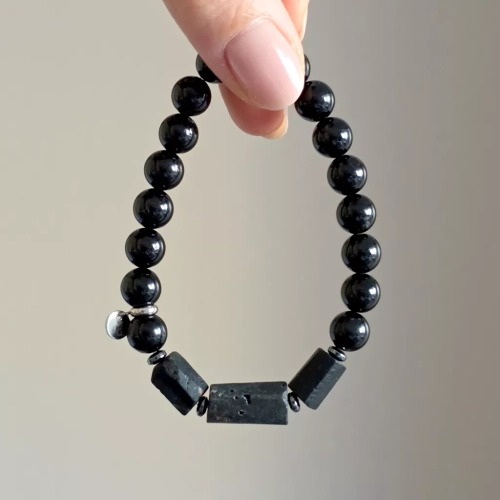 Męska bransoletka z czarnego turmalinu. Magneska.pl biżuteria z kamieni naturalnych