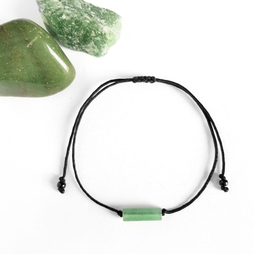 Bransoletka awenturyn patyczek na czarnym sznurku Green stick