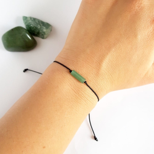 Bransoletka awenturyn patyczek na czarnym sznurku Green stick