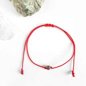 WishYouLuck szary jaspis Picasso bransoletka szczęścia na czerwonym sznurku