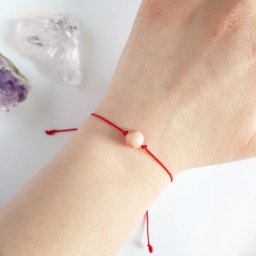 WishYouLuck różowy awenturyn bransoletka szczęścia na czerwonym sznurku