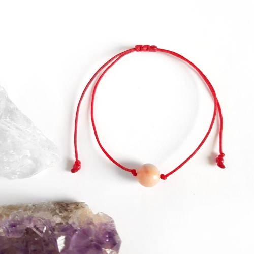 WishYouLuck różowy awenturyn bransoletka szczęścia na czerwonym sznurku