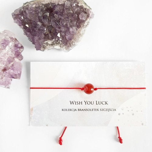 WishYouLuck karneol bransoletka szczęścia na czerwonym sznurku