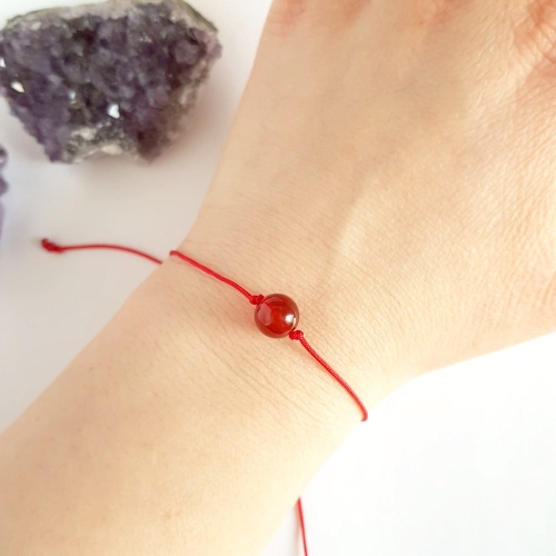 WishYouLuck karneol bransoletka szczęścia na czerwonym sznurku