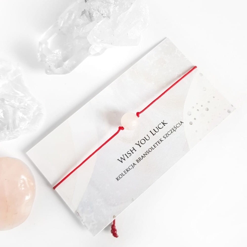 WishYouLuck kwarc różowy big bransoletka szczęścia na czerwonym sznurku