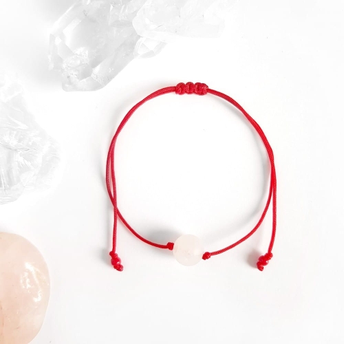 WishYouLuck kwarc różowy big bransoletka szczęścia na czerwonym sznurku