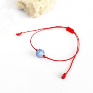 WishYouLuck niebieski agat ognisty bransoletka szczęścia na czerwonym sznurku
