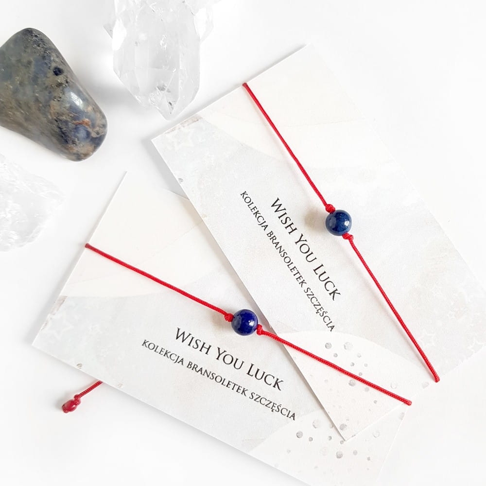 WishYouLuck lapis lazuli bransoletka szczęścia na czerwonym sznurku