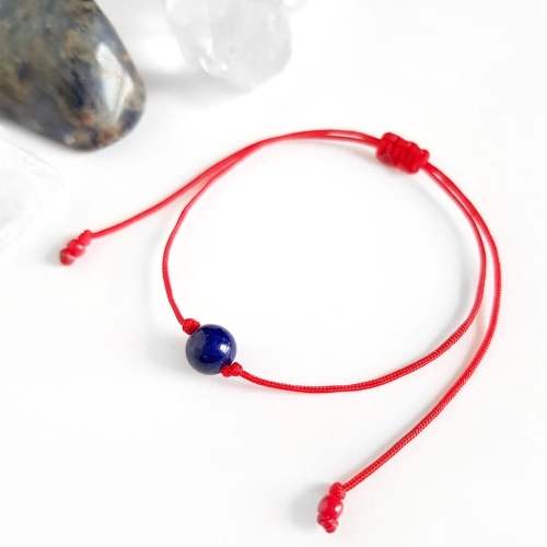 WishYouLuck lapis lazuli bransoletka szczęścia na czerwonym sznurku