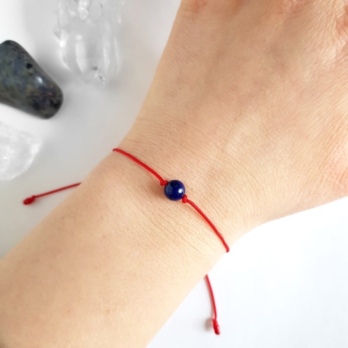 WishYouLuck lapis lazuli bransoletka szczęścia na czerwonym sznurku