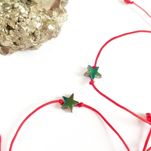 WishYouLuck hematyt multikolor gwiazdka bransoletka szczęścia na czerwonym sznurku