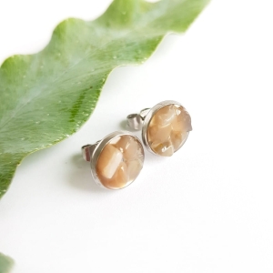 Kolczyki sztyfty kamień słoneczny w żywicy stal chirurgiczna Sparkles sunny