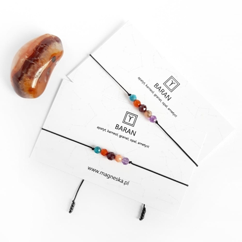 Bransoletka apatyt, karneol, granat, opal i ametyst Zodiac Baran