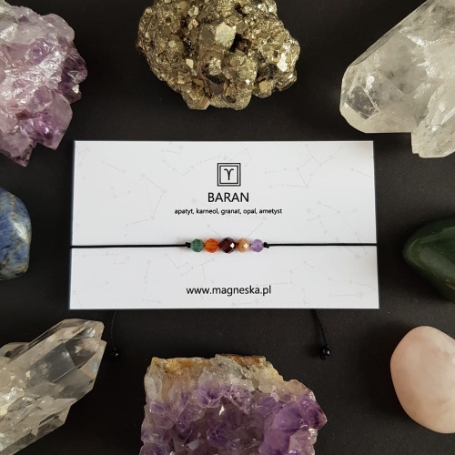 Bransoletka apatyt, karneol, granat, opal i ametyst Zodiac Baran