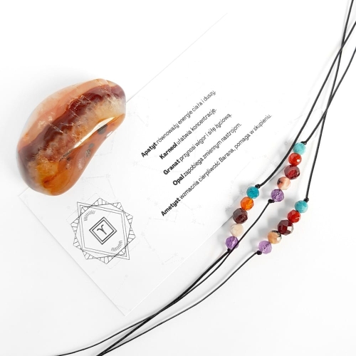 Bransoletka apatyt, karneol, granat, opal i ametyst Zodiac Baran