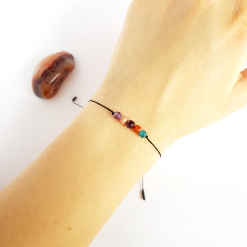 Bransoletka apatyt, karneol, granat, opal i ametyst Zodiac Baran