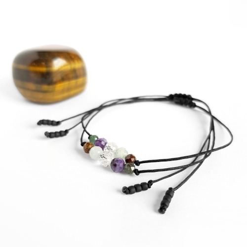 Bransoletka tygrysie oko, akwamaryn, topaz, czaroit i apatyt Zodiac Bliźnięta