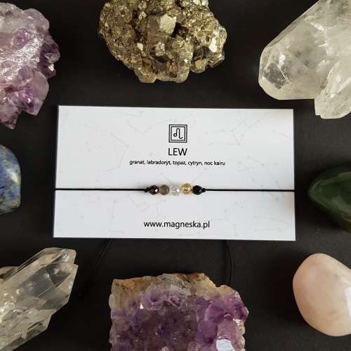 Bransoletka granat, labradoryt, topaz, cytryn i noc kairu Zodiac Lew