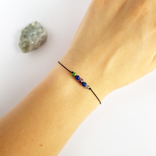 Bransoletka diopsyd, sodalit, ametyst, lapis lazuli i labradoryt Zodiac Strzelec