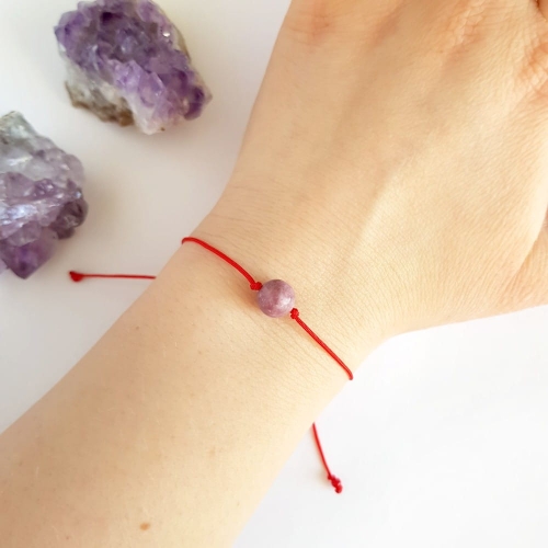 WishYouLuck lepidolit bransoletka szczęścia na czerwonym sznurku