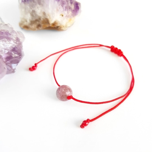 WishYouLuck lepidolit bransoletka szczęścia na czerwonym sznurku