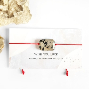 WishYouLuck jaspis dalmatyńczyk bransoletka szczęścia na czerwonym sznurku