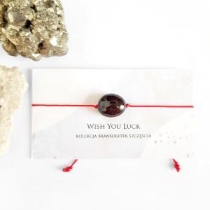 WishYouLuck granat bryłka bransoletka szczęścia na czerwonym sznurku