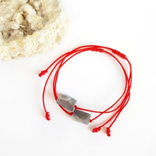 WishYouLuck labradoryt bryłka bransoletka szczęścia na czerwonym sznurku