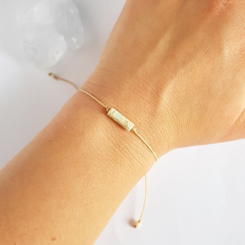 Bransoletka jaspis cesarski patyczek na beżowym sznurku Blue imperial stick