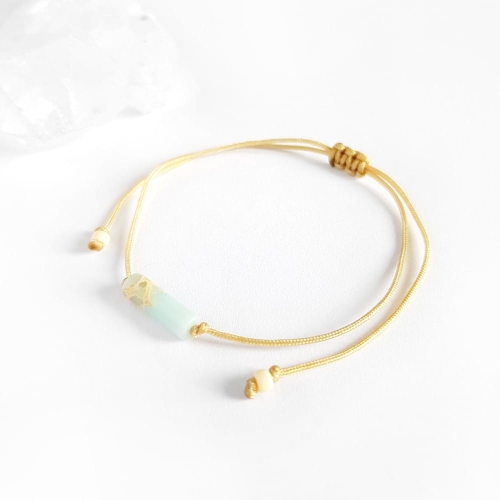 Bransoletka jaspis cesarski patyczek na beżowym sznurku Blue imperial stick