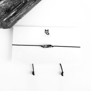 Bransoletka obsydian śnieżny patyczek na czarnym sznurku Snowy stick