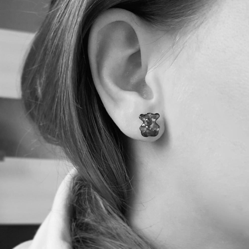 Kolczyki sztyfty misie peridot w żywicy stal chirurgiczna Sparkles olivine