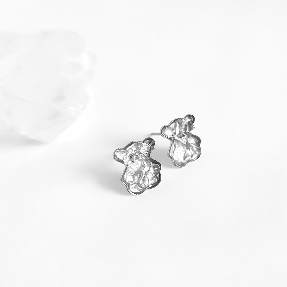 Kolczyki sztyfty misie kryształ górski w żywicy stal chirurgiczna Sparkles cristal