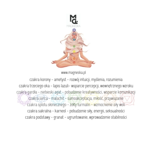 Balance - bransoletka wszystkie czakry - ametyst, lapis lazuli, niebieski agat, malachit, żółty turmalin, karneol, granat