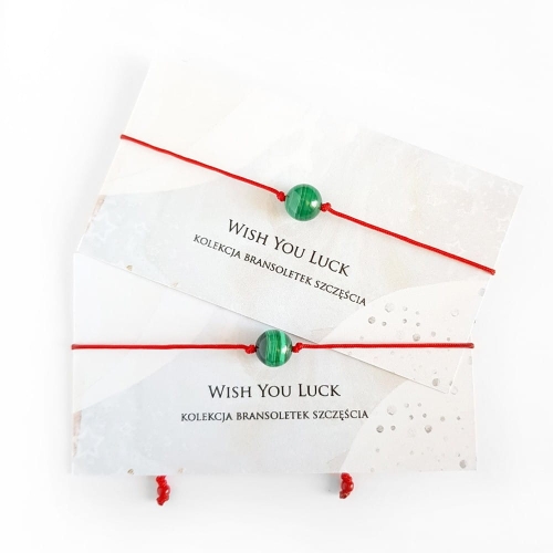 WishYouLuck malachit big bransoletka szczęścia na czerwonym sznurku