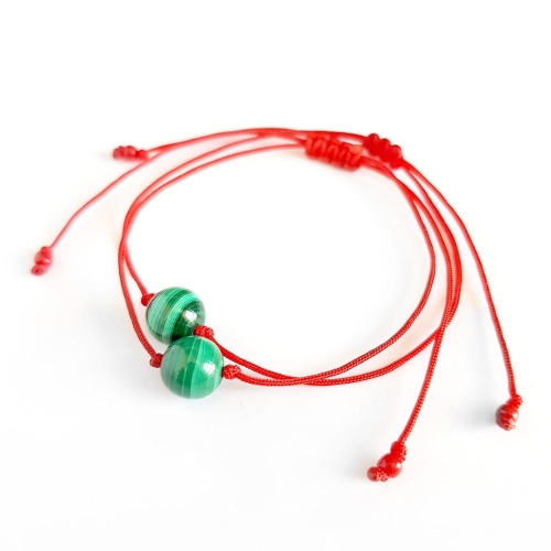 WishYouLuck malachit big bransoletka szczęścia na czerwonym sznurku