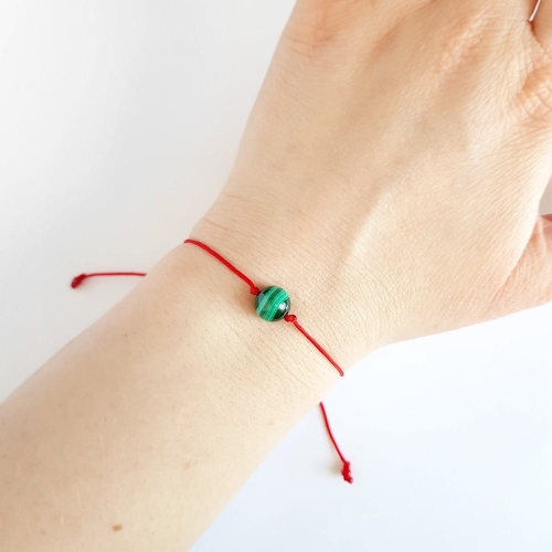 WishYouLuck malachit big bransoletka szczęścia na czerwonym sznurku