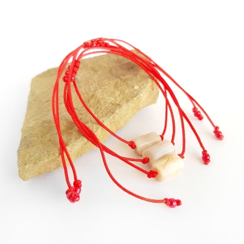 WishYouLuck kamień słoneczny bryłka bransoletka szczęścia na czerwonym sznurku